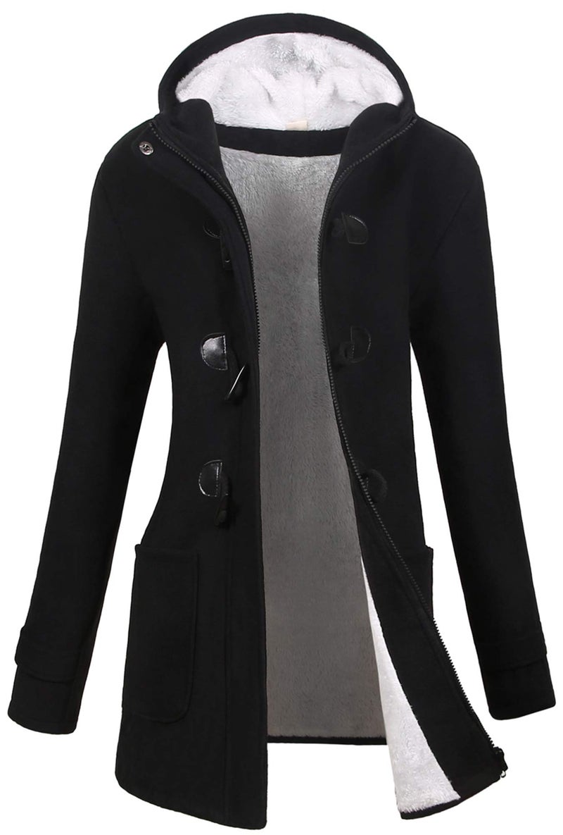 VOGRYE Womens Winter Fashion Outdoor Warm Wool Blended Classic Pea Coat Jacket (FBA) (XL, Black2-Thicker) - Image 1
